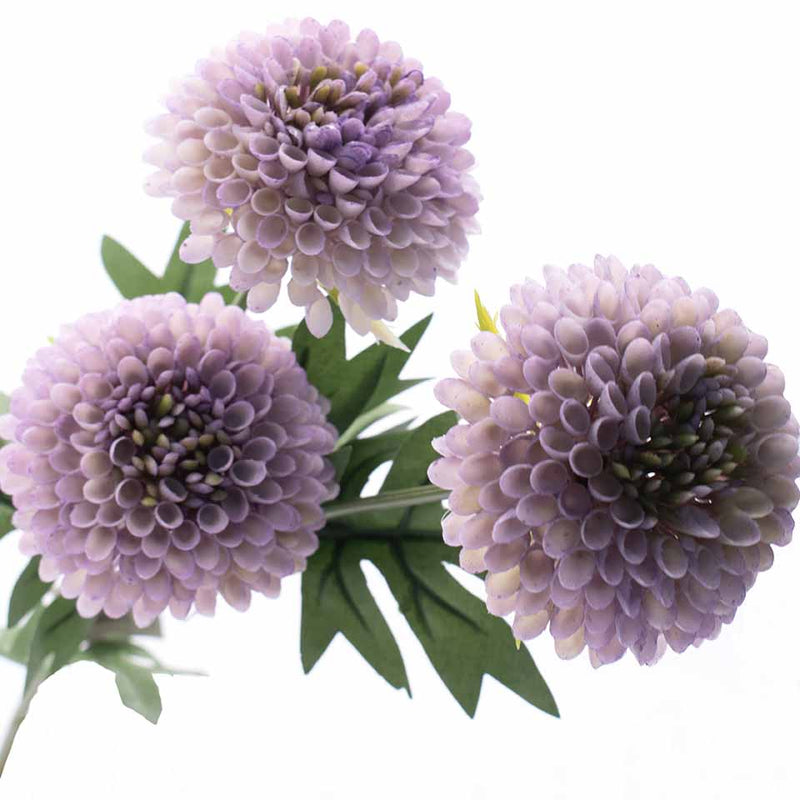 Ramo Dalia Viola con Foglie e 3 Rami 64 cm