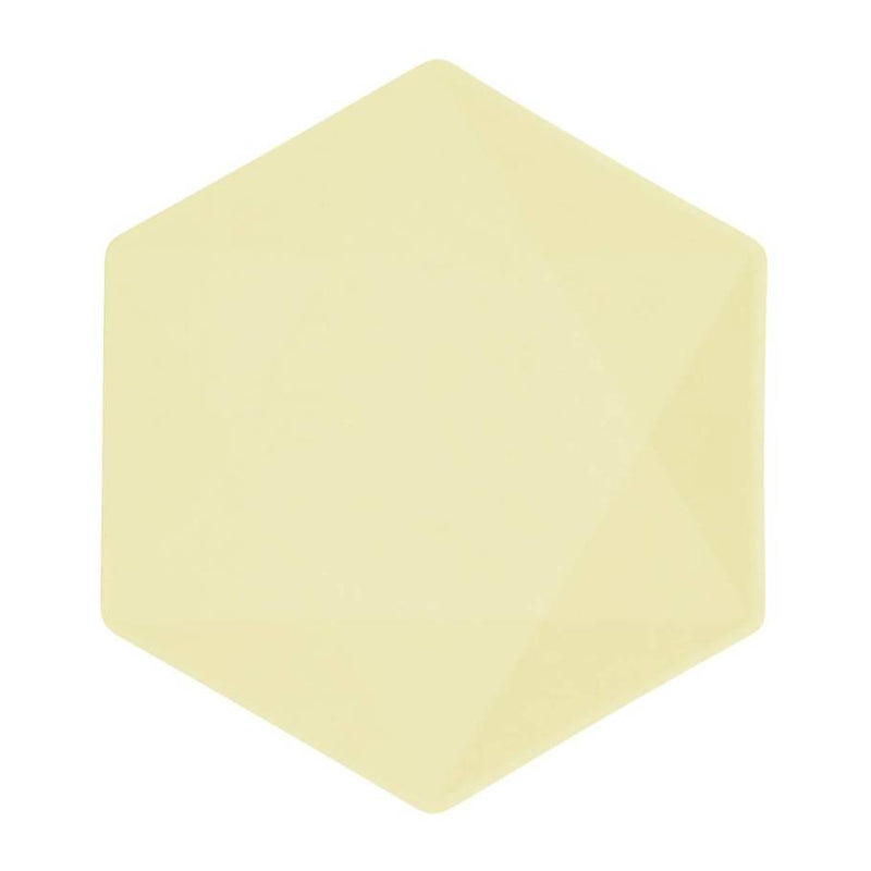 Piatto Piano Biocompostabile Esagonale Giallo 21 x 18 cm - 6 pezzi
