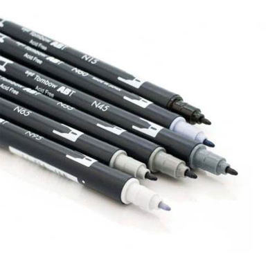 Pennarelli Tombow Dual Brush Colori Grigi - 6 pezzi (1 OMAGGIO)