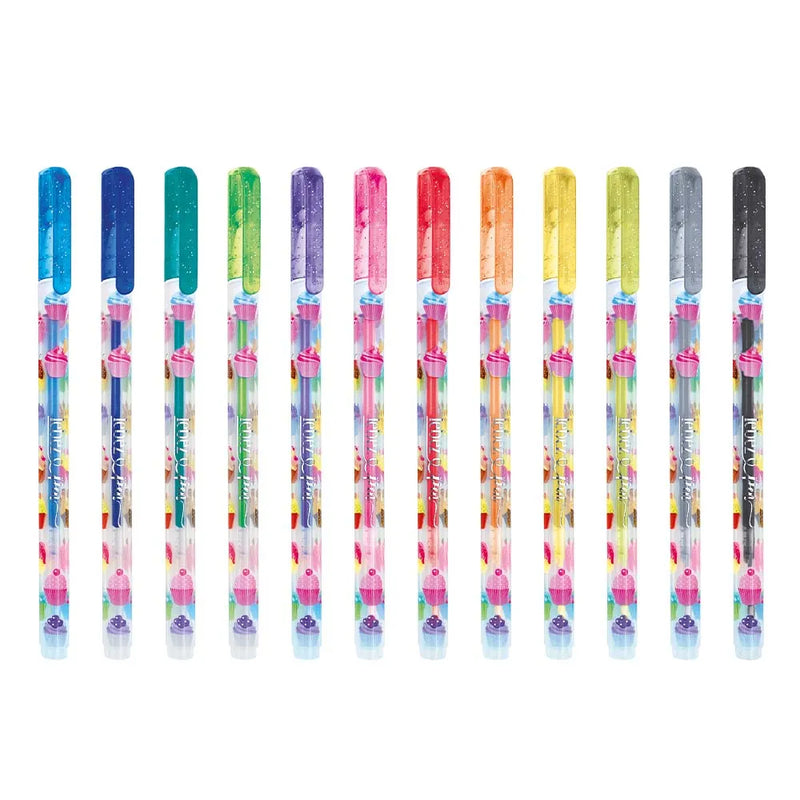 Penne a Gel Niji Glitterate e Profumate - 12 pezzi