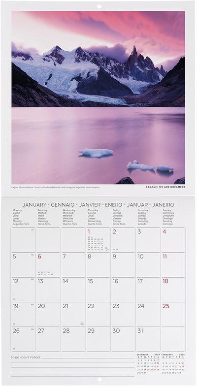 Calendario da Parete 12 Mesi Legami con Planner Annuale 2026 Sunsets 18 x 18 cm