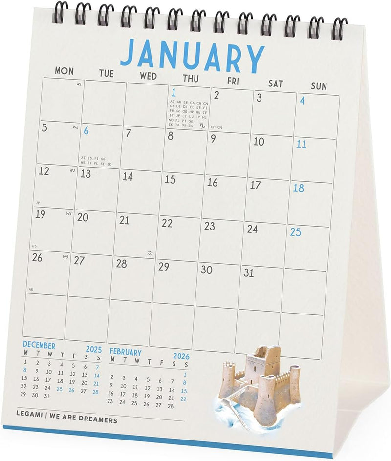 Calendario da Tavolo 12 Mesi Legami con Planner Annuale 2026 Italy 12 x 14,5 cm