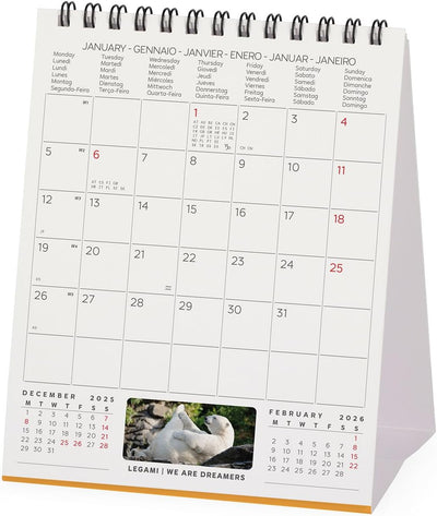 Calendario da Tavolo 12 Mesi Legami con Planner Annuale 2026 Take it Easy 12 x 14,5 cm