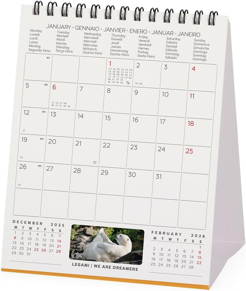 Calendario da Tavolo 12 Mesi Legami con Planner Annuale 2026 Take it Easy 12 x 14,5 cm