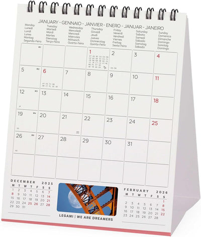 Calendario da Tavolo 12 Mesi Legami con Planner Annuale 2026 Paris 12 x 14,5 cm