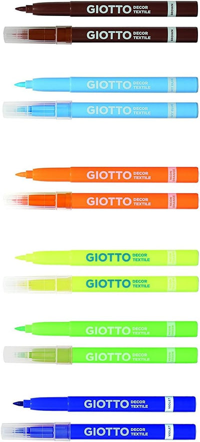 Pennarelli per Tessuto Giotto Decor Textile a Punta Fine 1-3 mm - 12 colori