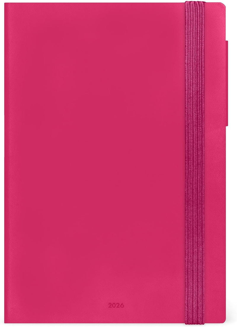 Agenda 12 Mesi Legami Settimanale Medium con Notebook 2026 Raspberry con Chiusura ad Elastico