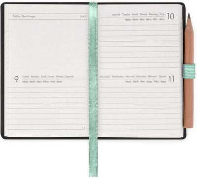 Agenda 12 Mesi Legami Bi-Giornaliera Mini con Rubrica e Matita 2026 Pastel Mint con Chiusura ad Elastico