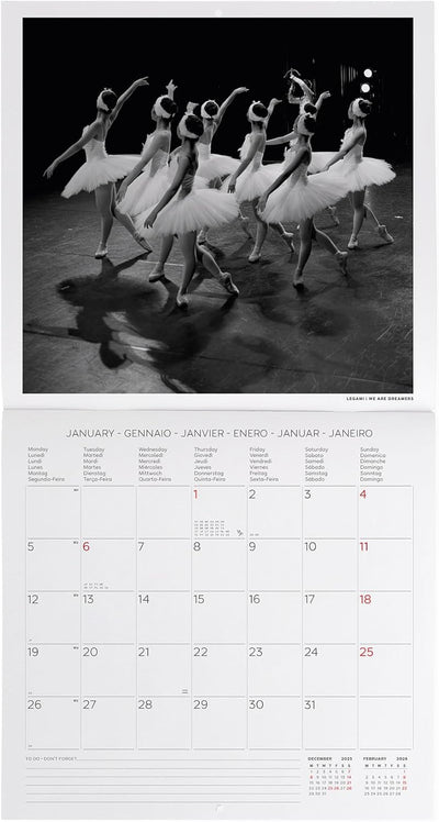 Calendario da Parete 12 Mesi Legami con Planner Annuale 2026 Ballet 30 x 29 cm