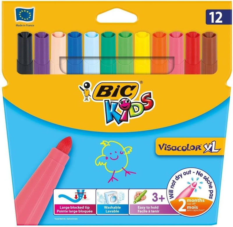 Pennarelli Lavabili Bic Kids con Punta da 4,5 mm - 12 pezzi