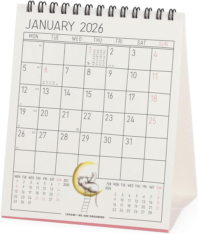 Calendario da Tavolo 12 Mesi Legami con Planner Annuale 2026 Sketchy Cats 12 x 14,5 cm