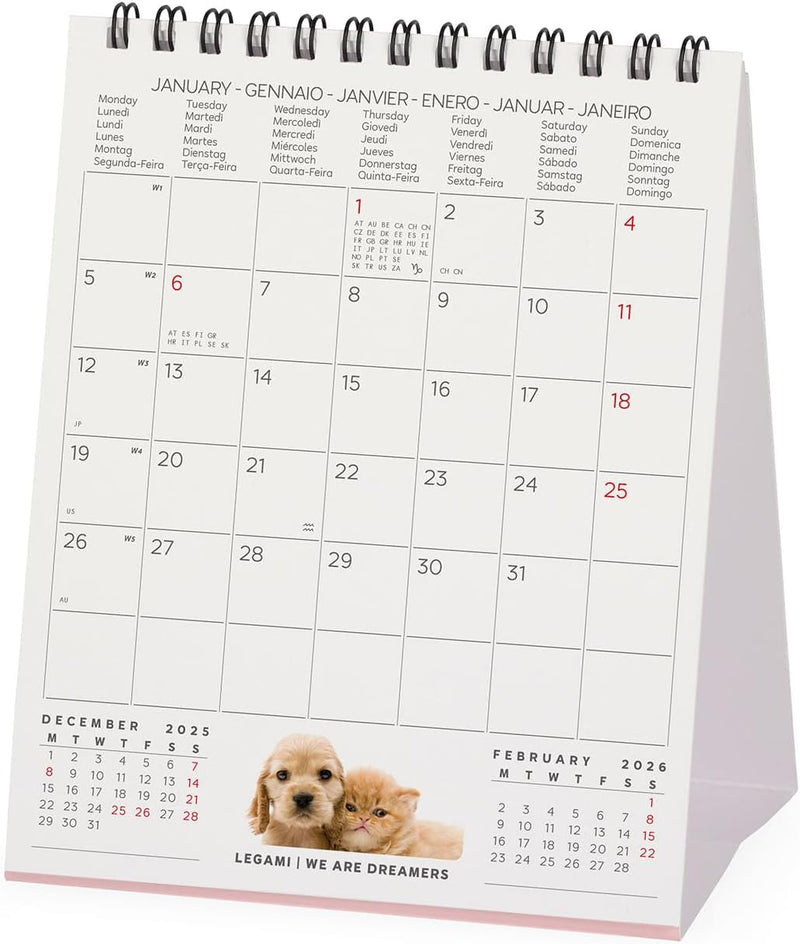 Calendario da Tavolo 12 Mesi Legami con Planner Annuale 2026 Best Friends 12 x 14,5 cm
