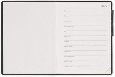 Agenda 12 Mesi Legami Settimanale Mini con Rubrica 2026 Deep Graphite con Chiusura ad Elastico