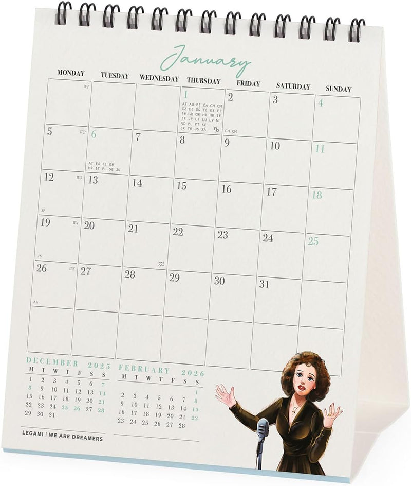 Calendario da Tavolo 12 Mesi Legami con Planner Annuale 2026 Inspiring Women 12 x 14,5 cm