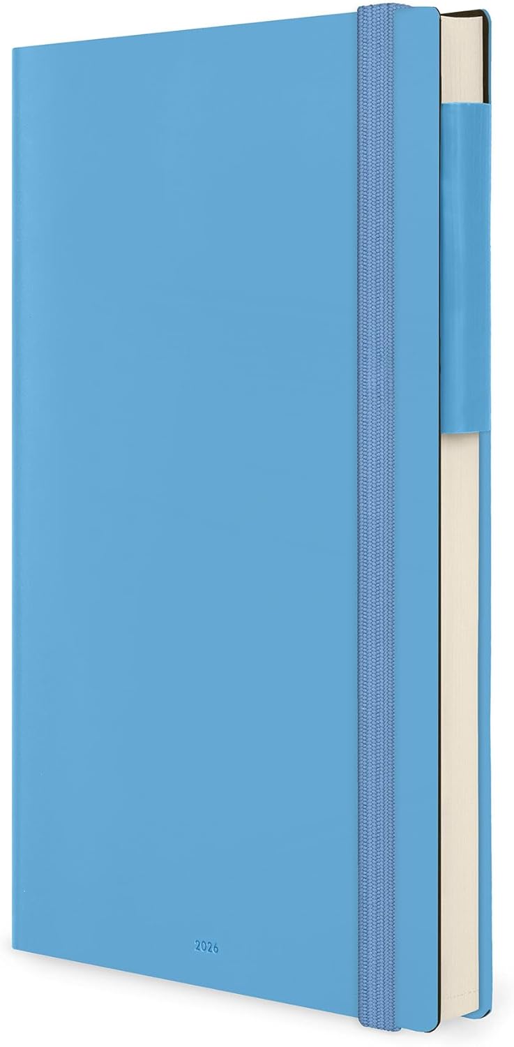 Agenda 12 Mesi Legami Giornaliera Large 2026 Retro Blue con Chiusura ad Elastico