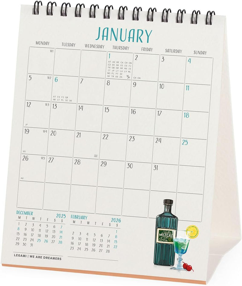 Calendario da Tavolo 12 Mesi Legami con Planner Annuale 2026 Cheers 12 x 14,5 cm