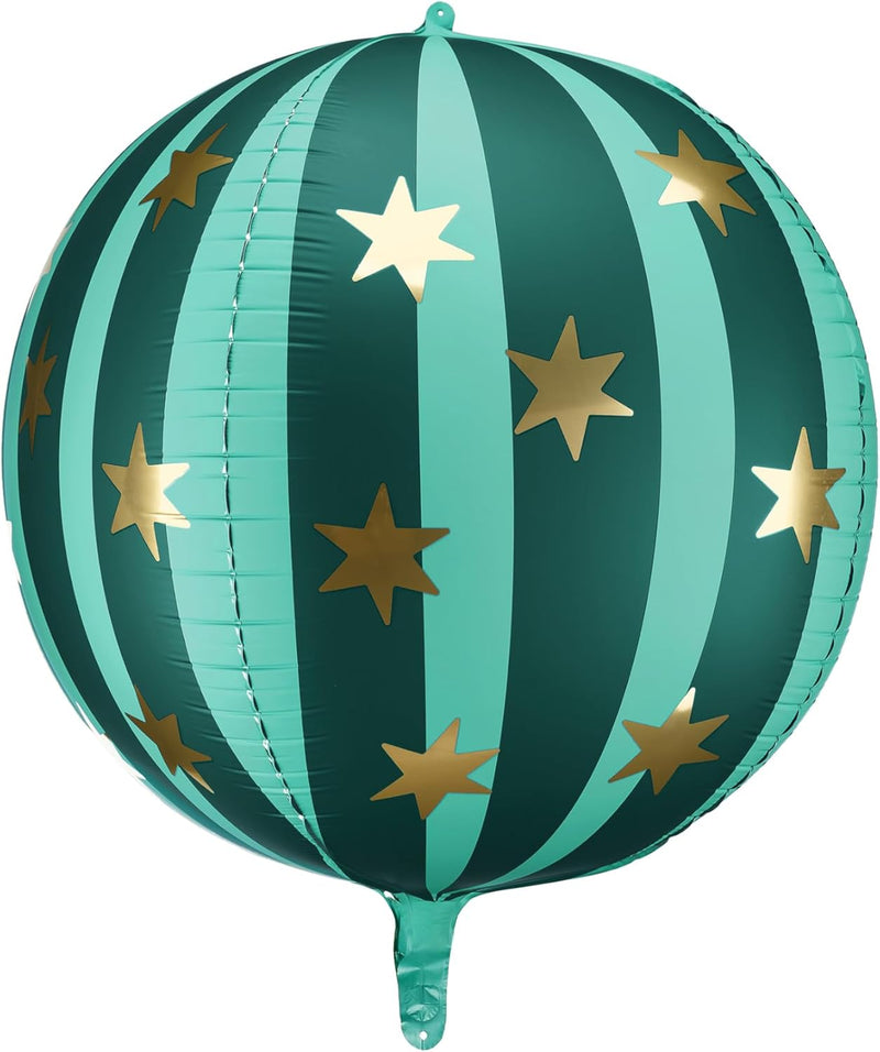 Palloncino in Foil Starry con Righe e Stelle Verde 75 cm