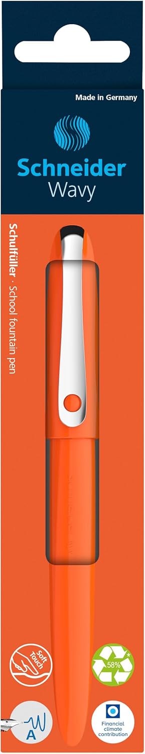 Penna Stilografica Cancellabile Ergonomica con Pennino Medio Schneider Wavy Orange
