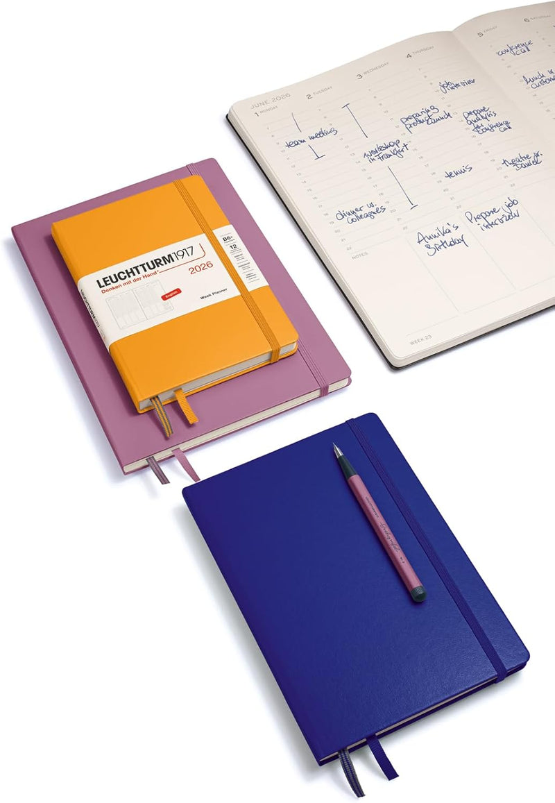 Planner 12 Mesi Settimanale Verticale Leuchtturm1917 Paperback B6+ con Copertina Rigida Dusty Rose 2026