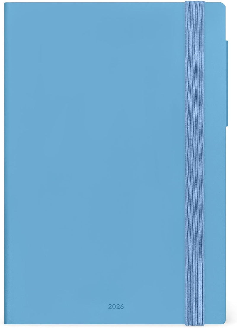 Agenda 12 Mesi Legami Settimanale Medium con Notebook 2026 Retro Blue con Chiusura ad Elastico