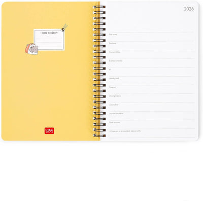 Agenda 12 Mesi Legami Settimanale Spiralata Large 2026 Sushi Cat con Chiusura ad Elastico