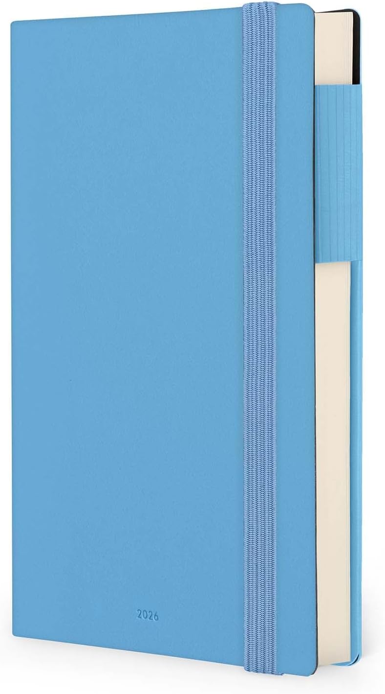 Agenda 12 Mesi Legami Giornaliera Medium 2026 Retro Blue con Chiusura ad Elastico