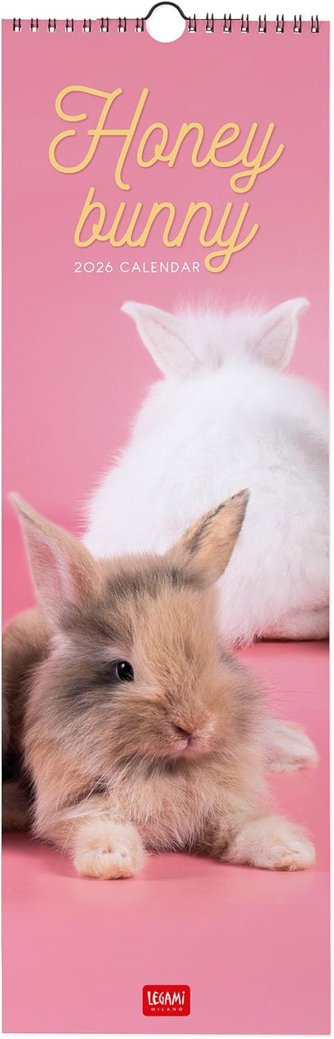 Calendario da Parete 12 Mesi Legami con Planner Annuale 2026 Honey Bunny 16 x 49 cm