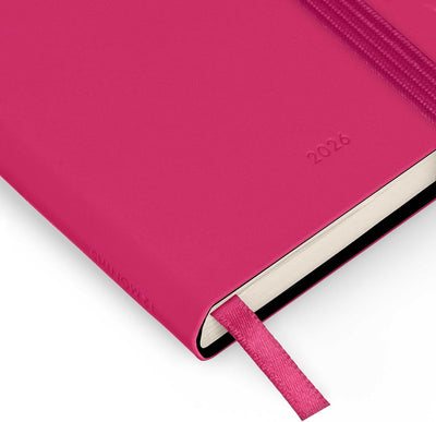 Agenda 12 Mesi Legami Bi-Giornaliera Mini con Rubrica e Matita 2026 Raspberry con Chiusura ad Elastico