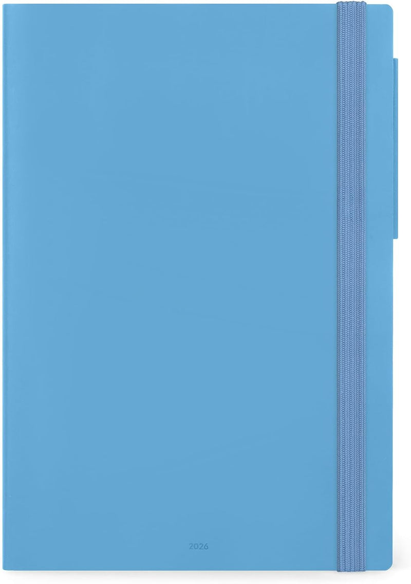 Agenda 12 Mesi Legami Giornaliera Large 2026 Retro Blue con Chiusura ad Elastico