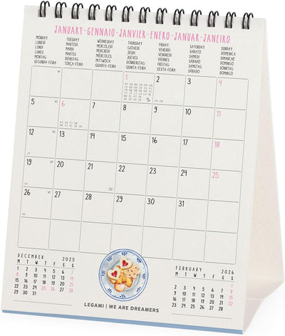 Calendario da Tavolo 12 Mesi Legami con Planner Annuale 2026 Aphorism 12 x 14,5 cm