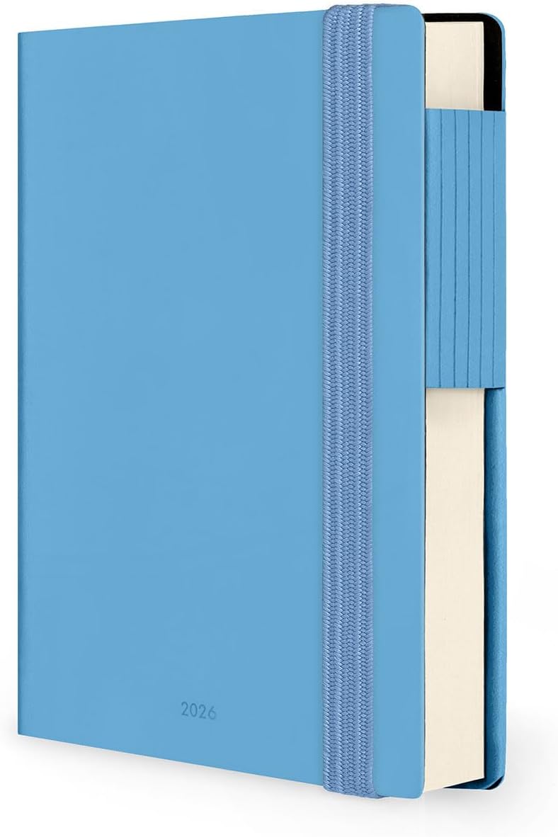 Agenda 12 Mesi Legami Giornaliera Small 2026 Retro Blue con Chiusura ad Elastico