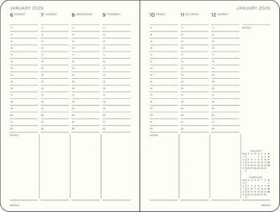 Planner 12 Mesi Settimanale Verticale Leuchtturm1917 Paperback B6+ con Copertina Rigida Dusty Rose 2026