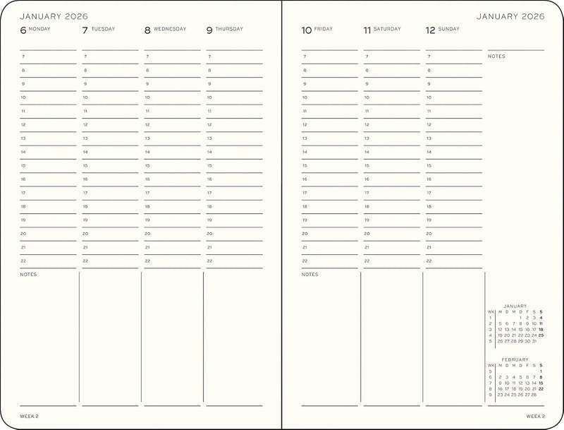 Planner 12 Mesi Settimanale Verticale Leuchtturm1917 Paperback B6+ con Copertina Rigida Dusty Rose 2026