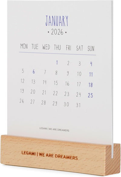 Calendario da Tavolo 12 Mesi Legami con Base in Legno 2026 Aphorisms