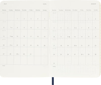 Agenda 18 Mesi Settimanale Moleskine Pocket con Copertina Morbida Blu Zaffiro 2026