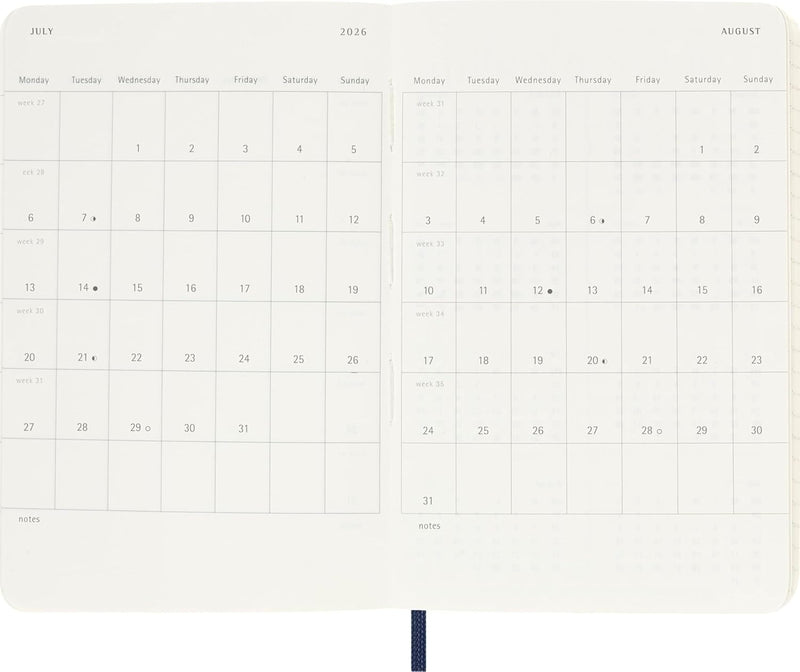 Agenda 18 Mesi Settimanale Moleskine Pocket con Copertina Morbida Blu Zaffiro 2026