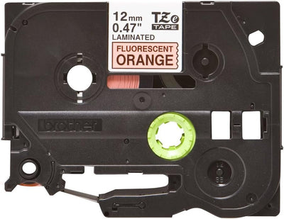 Cassetta Nastro Laminato Fluorescente Brother Nero su Arancio 12 mm