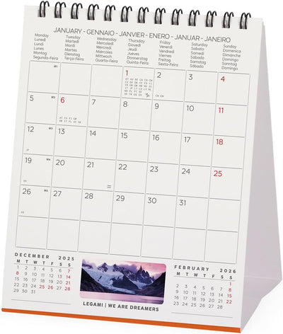 Calendario da Tavolo 12 Mesi Legami con Planner Annuale 2026 Sunset 12 x 14,5 cm