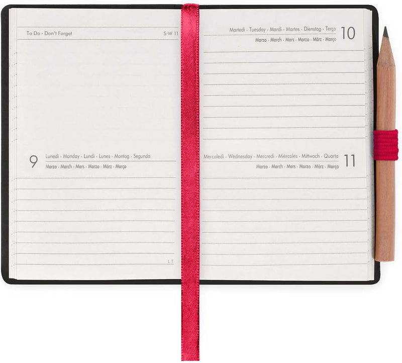 Agenda 12 Mesi Legami Bi-Giornaliera Mini con Rubrica e Matita 2026 Cherry Bomb con Chiusura ad Elastico