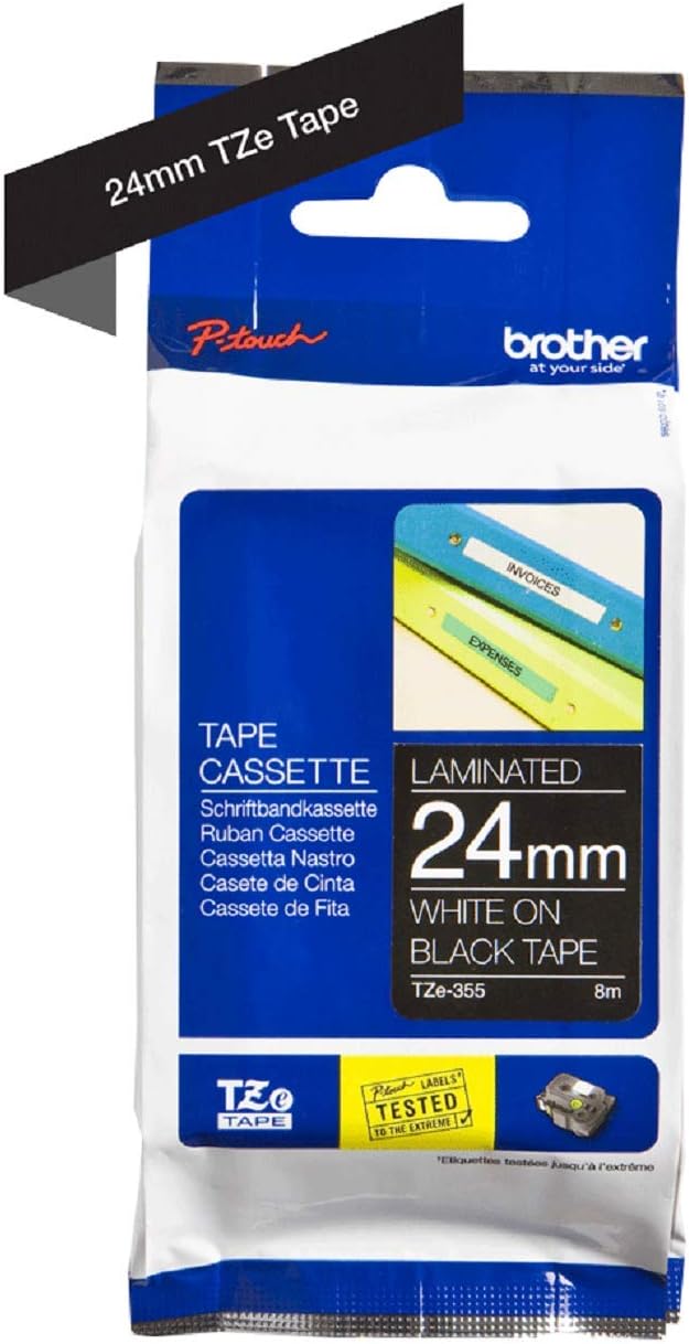 Cassetta Nastro Laminato Brother Bianco su Nero 24 mm