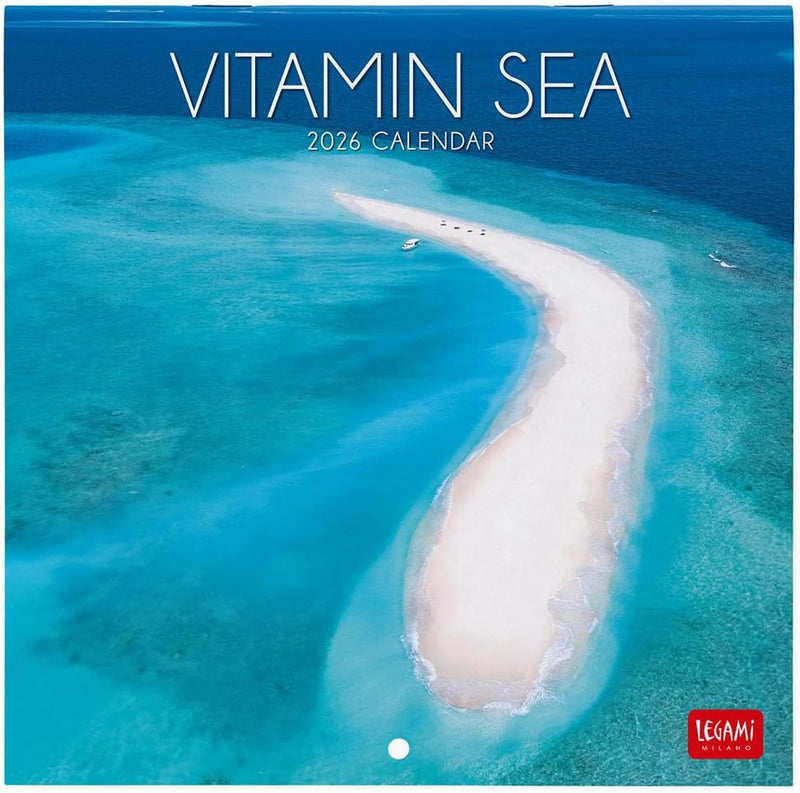 Calendario da Parete 12 Mesi Legami con Planner Annuale 2026 Vitamin Sea 18 x 18 cm