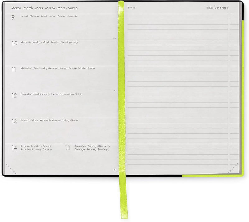 Agenda 12 Mesi Legami Settimanale Medium con Notebook 2026 Chartreuse con Chiusura ad Elastico