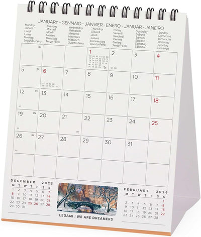 Calendario da Tavolo 12 Mesi Legami con Planner Annuale 2026 New York 12 x 14,5 cm