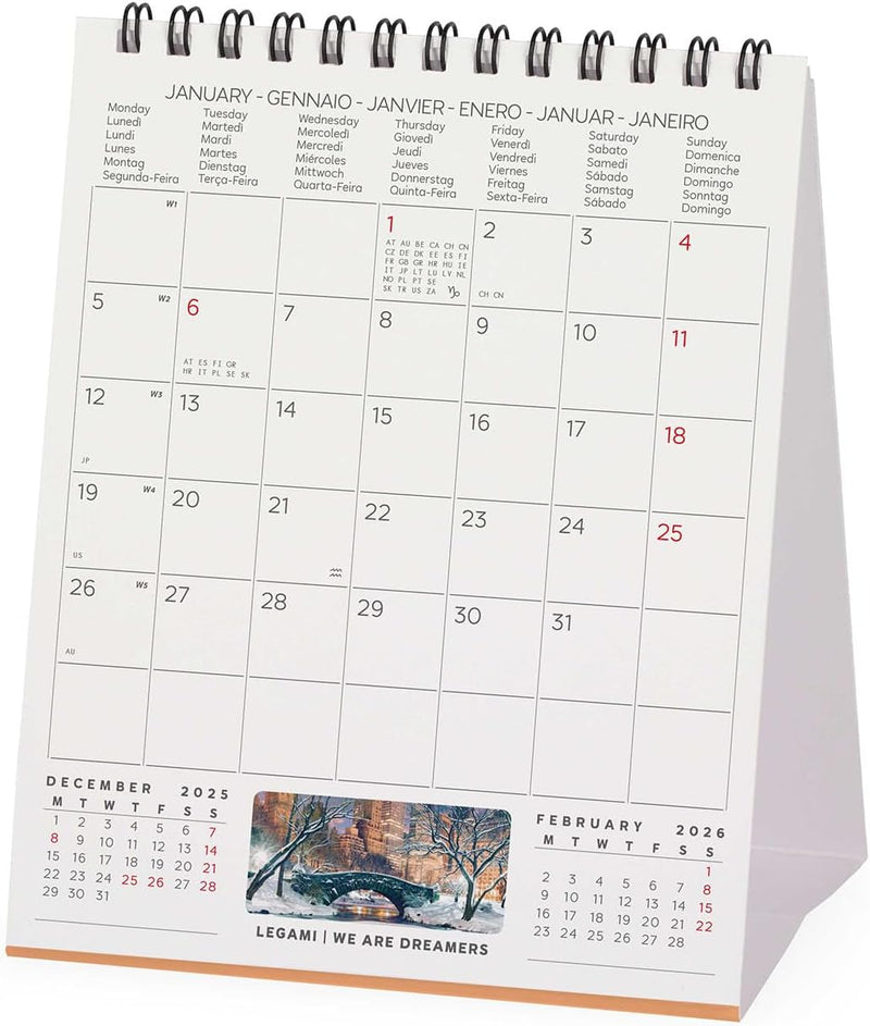 Calendario da Tavolo 12 Mesi Legami con Planner Annuale 2026 New York 12 x 14,5 cm