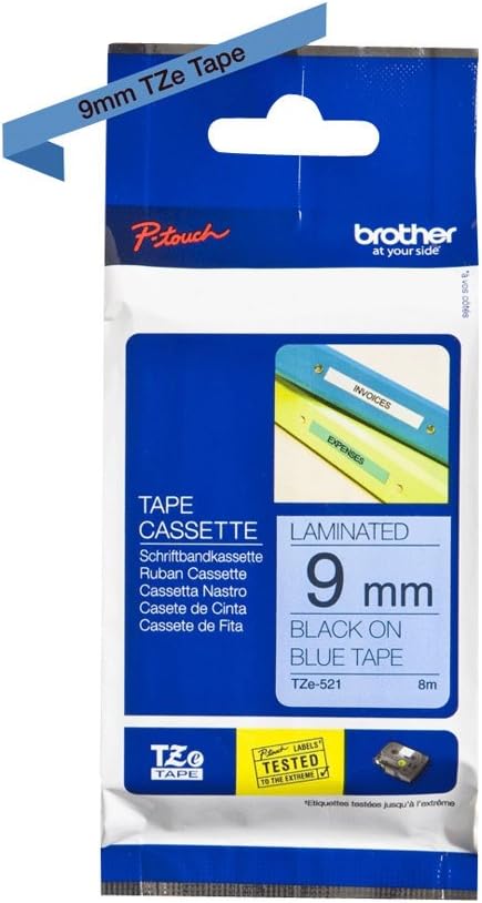 Cassetta Nastro Laminato Brother Nero su Blu 9 mm