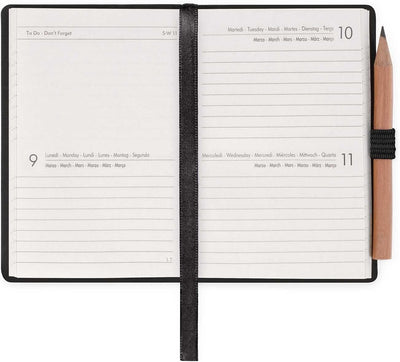 Agenda 12 Mesi Legami Bi-Giornaliera Mini con Rubrica e Matita 2026 Deep Graphite con Chiusura ad Elastico