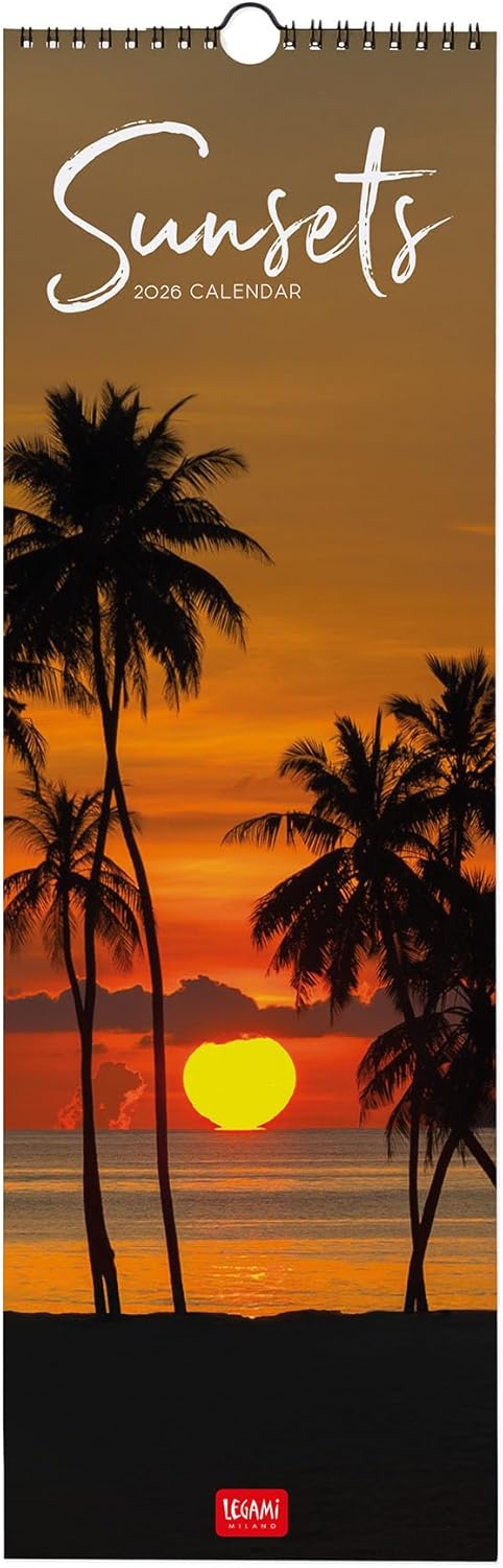 Calendario da Parete 12 Mesi Legami con Planner Annuale 2026 Sunsets 16 x 49 cm