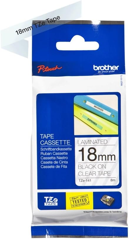 Cassetta Nastro Laminato Brother Nero su Trasparente 18 mm