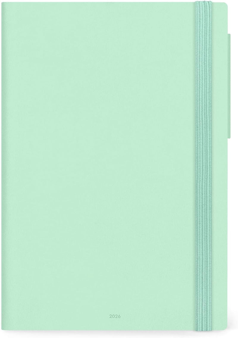 Agenda 12 Mesi Legami Giornaliera Large 2026 Pastel Mint con Chiusura ad Elastico