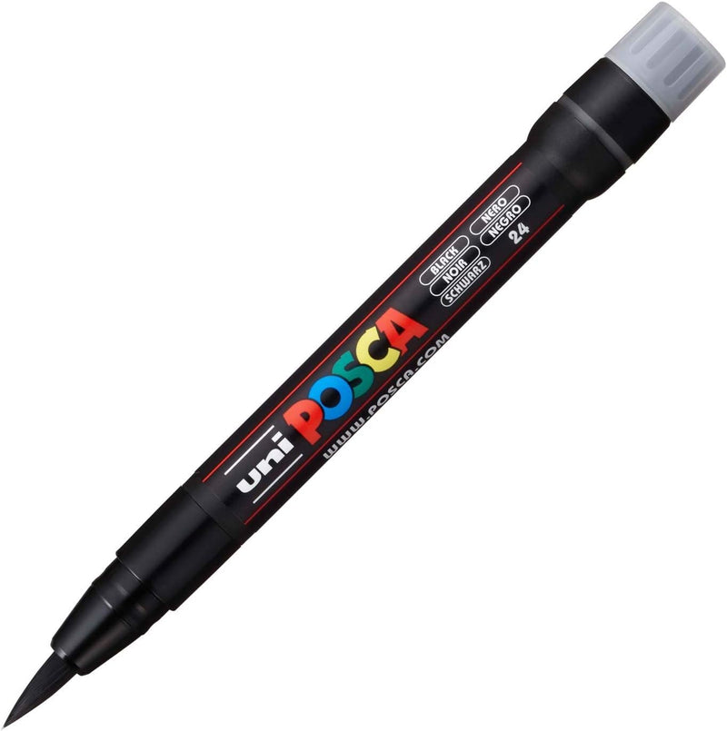 Pennarello Marcatore a Tempera Uni Posca con Punta a Pennello Nero